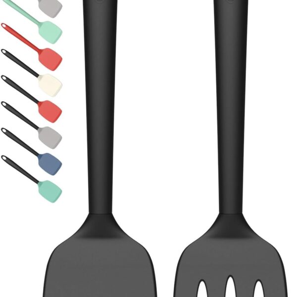 Silicone Spatula Set High Heat Resistant BPA Free Dishwasher Safe Solid And Slotted Turners
