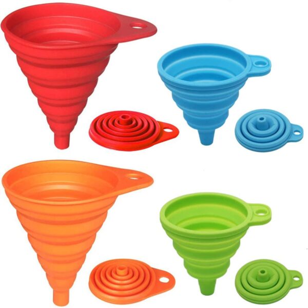 Silicone Kitchen Funnel Set Foldable Collapsible Food Grade