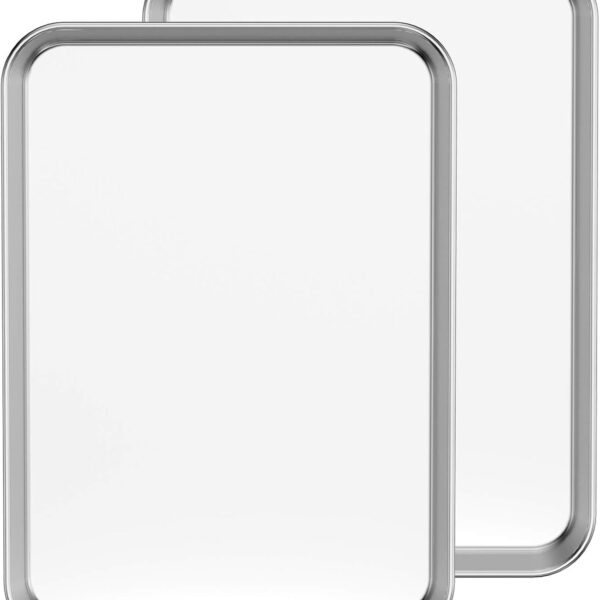 Stainless Steel Baking Sheet Set with Mirror Finish and Rolled Edges