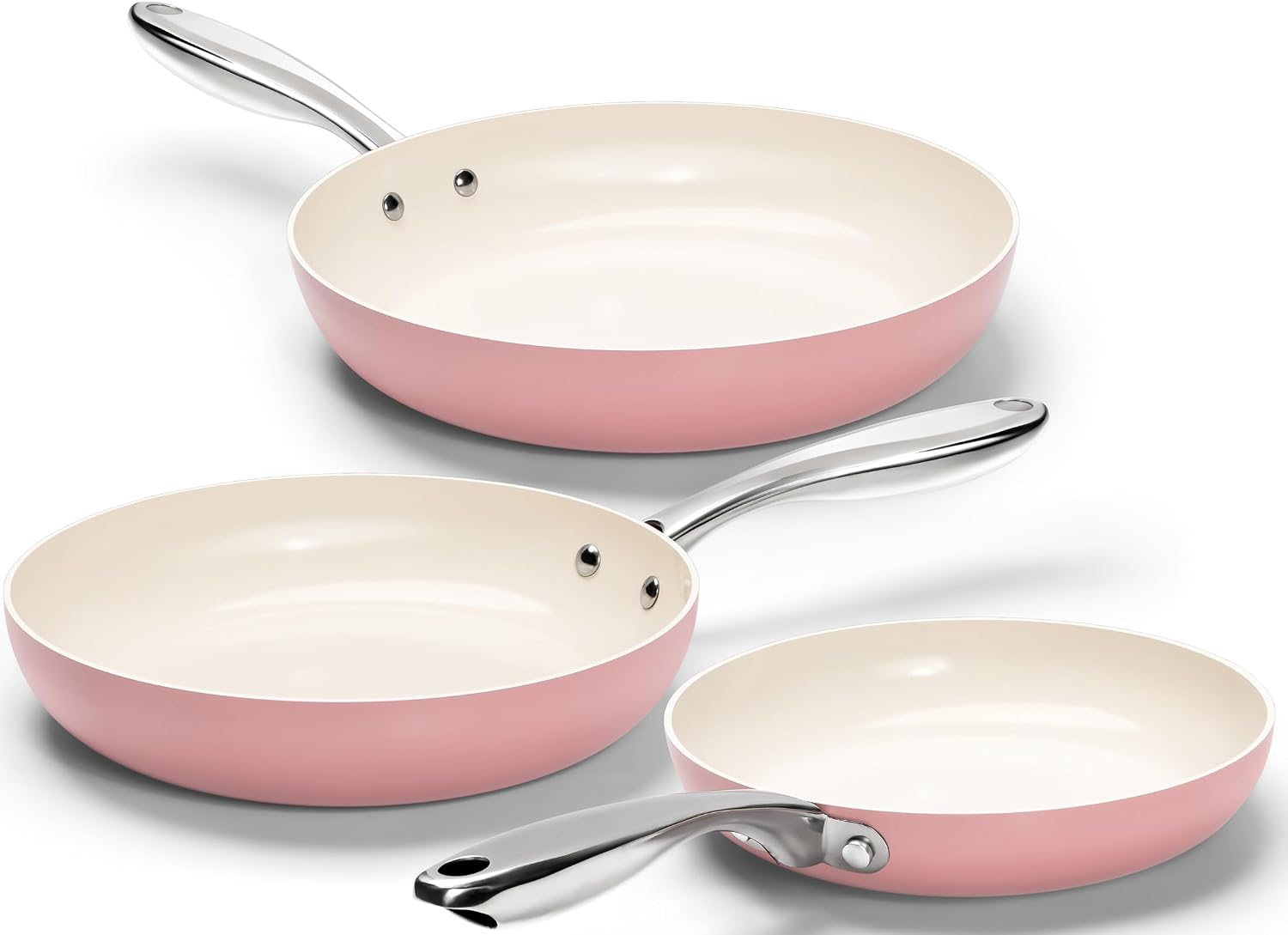 Ceramic Nonstick Frying Pan Set with Scratch Resistant Coating and Oven Safe Design