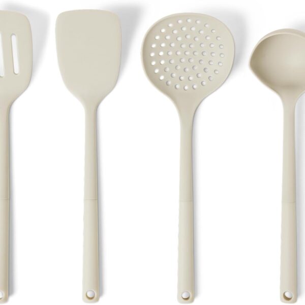 Silicone Cooking Spoon Ladle And Spatula Set Soft Handle BPA Free Dishwasher Safe