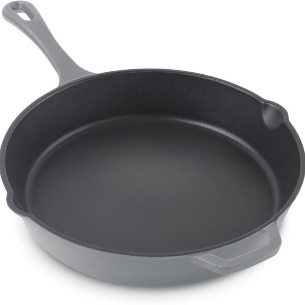 Nonstick Cast Iron Skillet with Titanium Ceramic Coating and Recipe Cards