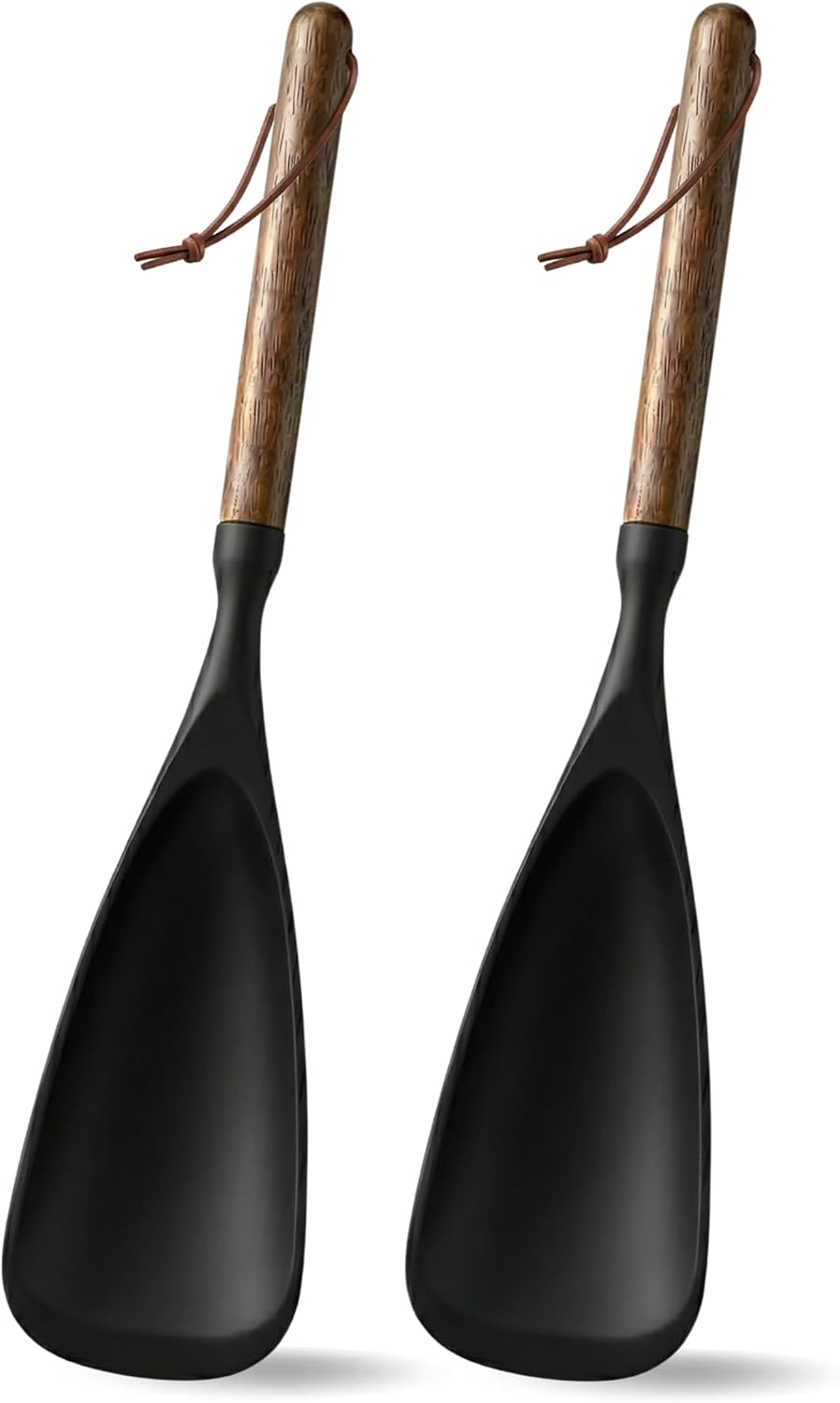 Silicone Spoonula With Wooden Handle BPA Free Heat Resistant Non Stick