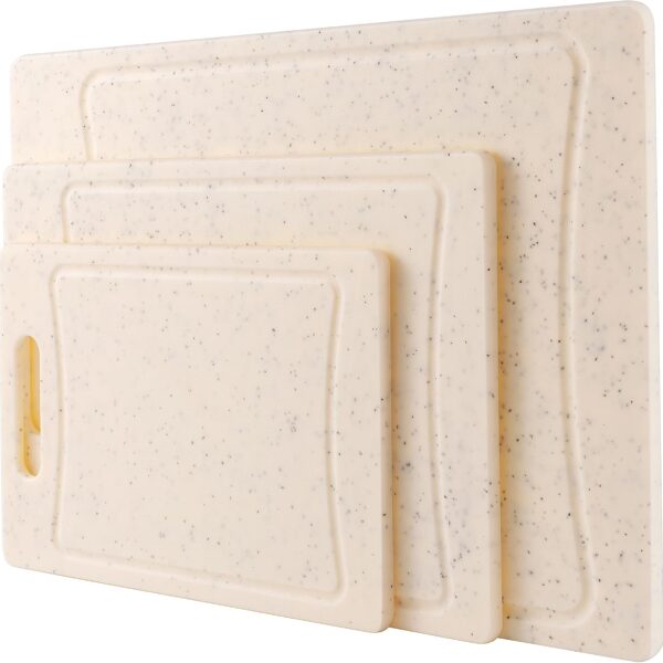 Plastic Cutting Board Set with Rubber Feet and Easy Grip Handle
