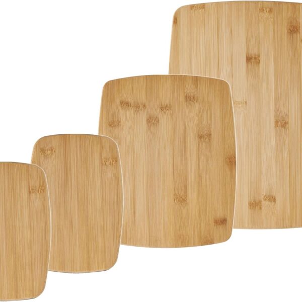 Bamboo Cutting Board Set with Reversible Surface and Charcuterie Use