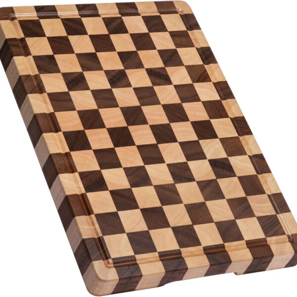 Acacia and Rubber Wood Cutting Board with Carry Handles and Rubber Pads