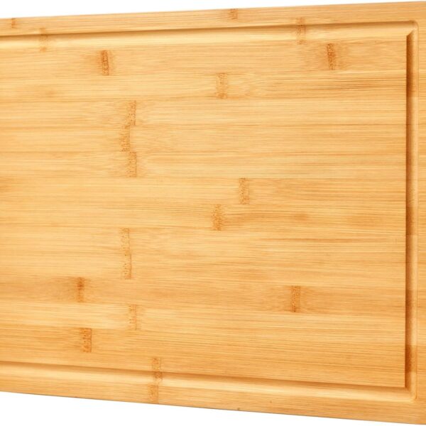Large Organic Bamboo Cutting Board with Juice Groove and Inner Handle