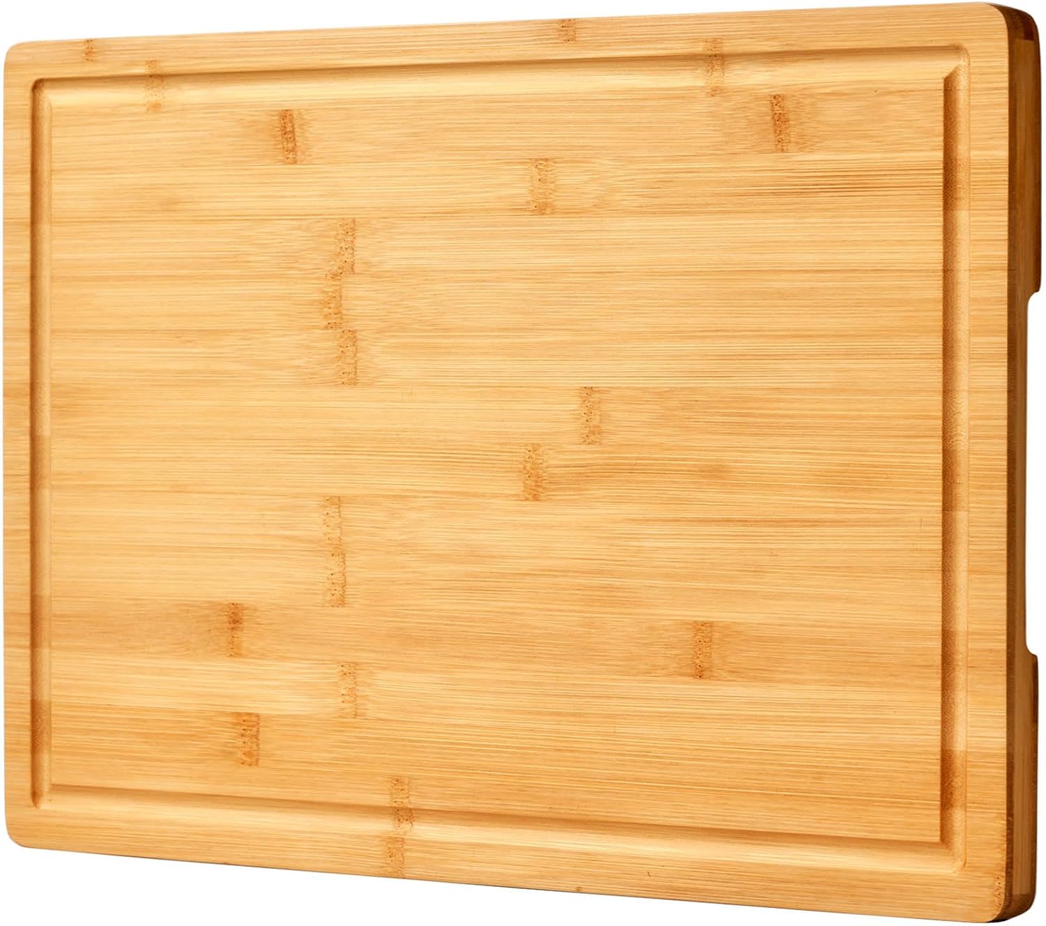 Large Organic Bamboo Cutting Board with Juice Groove and Inner Handle