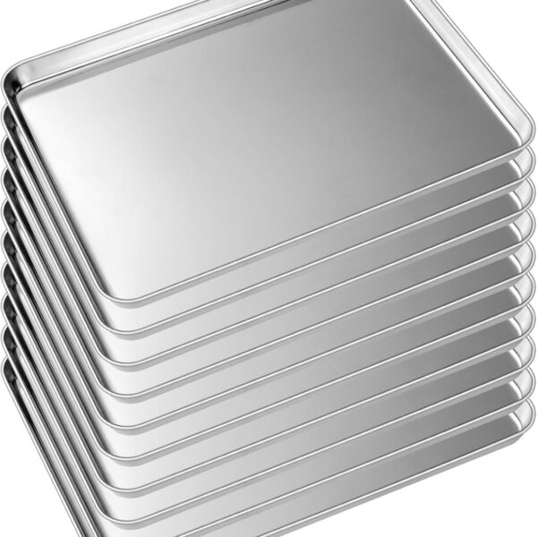 Stainless Steel Oven Pan Set with Mirror Polished Surface and Rolled Edges