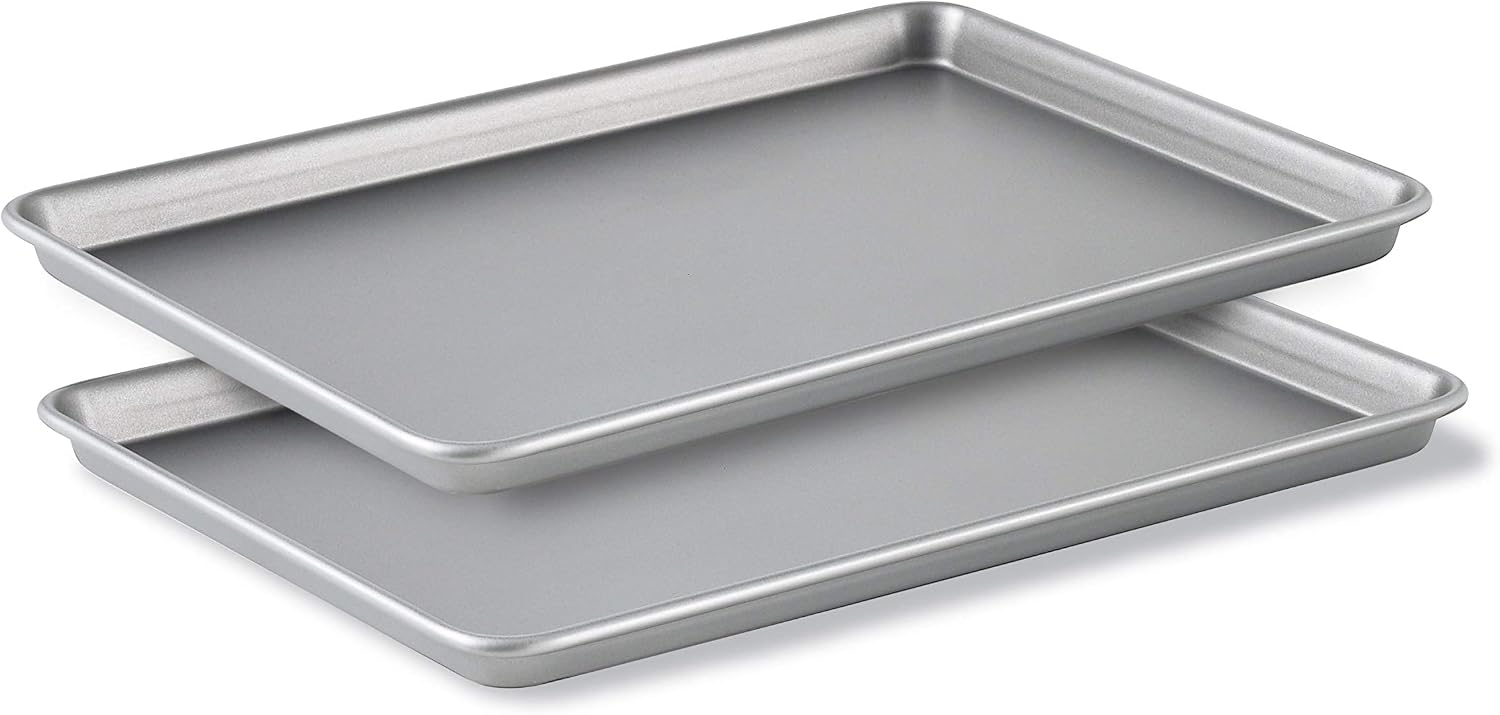 Nonstick Baking Sheet Set with Heavy Gauge Steel Core and Raised Edges