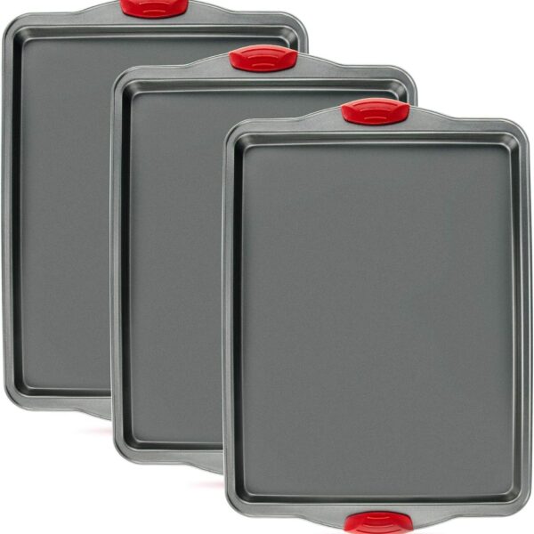 Nonstick Steel Baking Pan with Silicone Easy Grip Handles