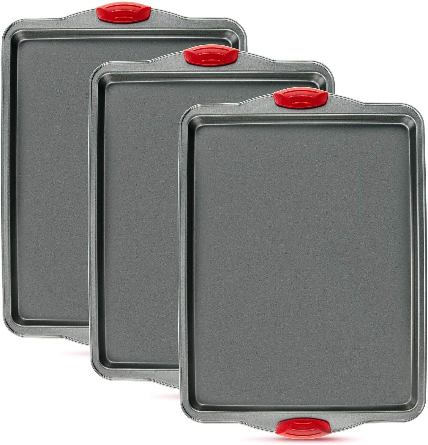 Nonstick Steel Baking Pan with Silicone Easy Grip Handles
