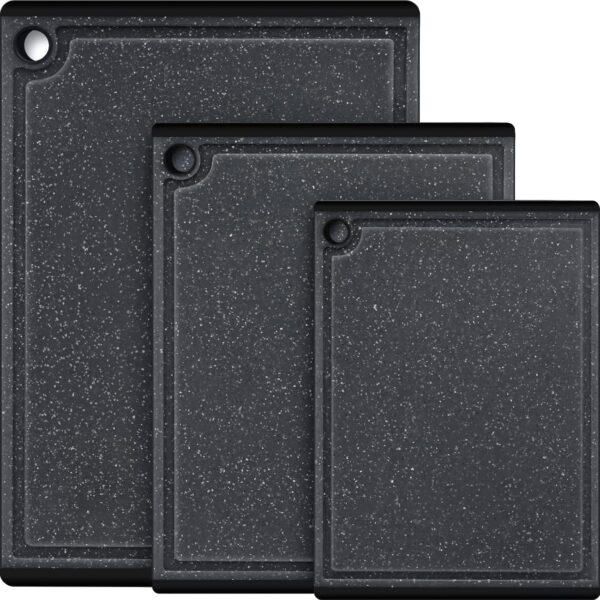 Plastic Cutting Board Set with Rubber Feet and Juice Groove