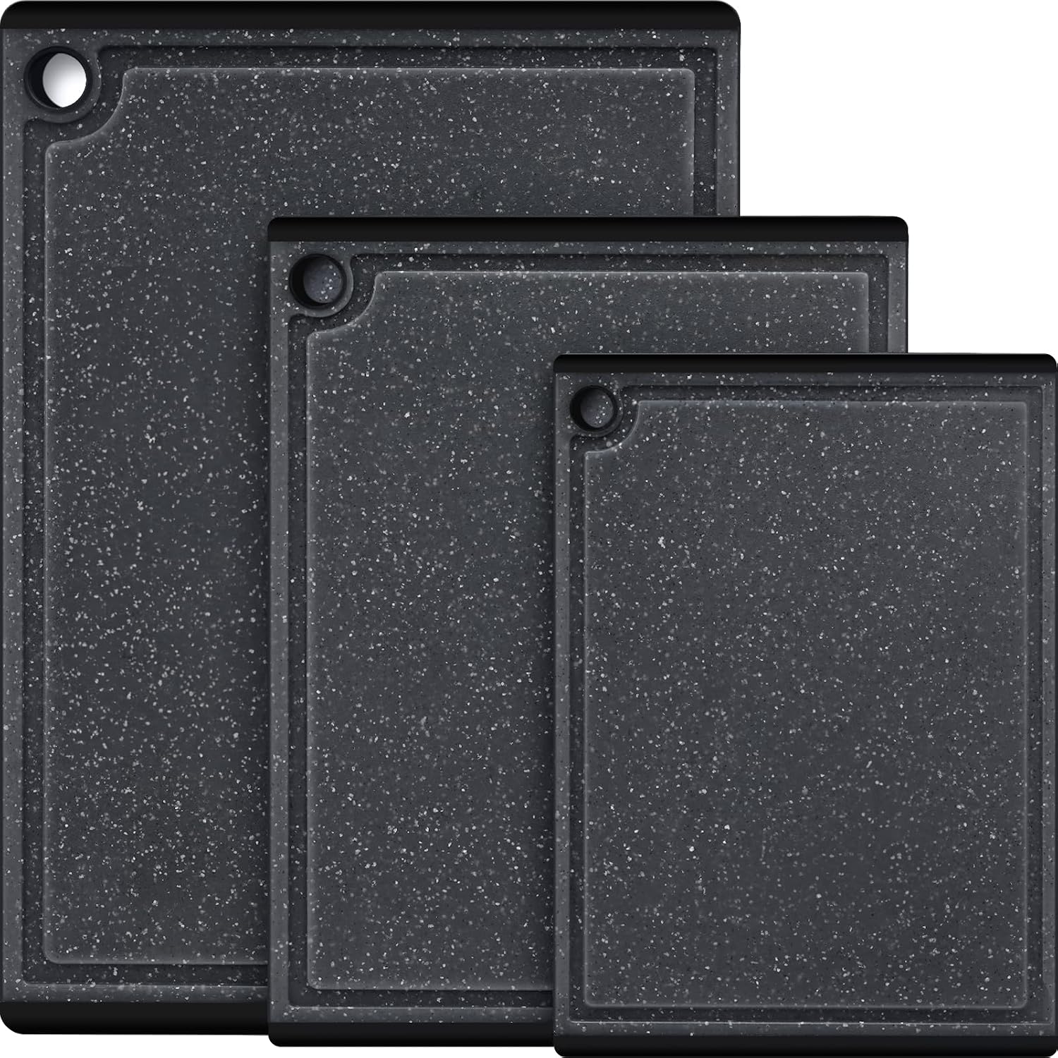 Plastic Cutting Board Set with Rubber Feet and Juice Groove